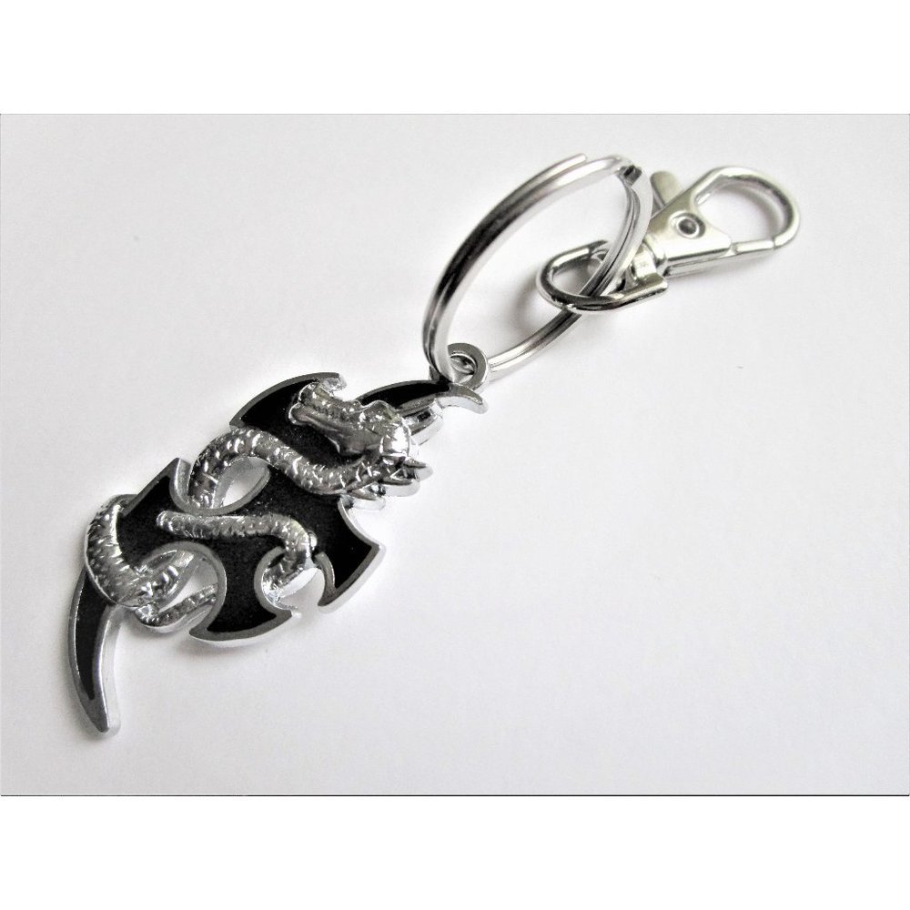 Stainless steel dragon pendant key chain - curved dragon key chain dragon charm